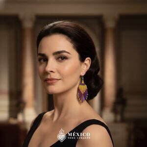 Mexican earrings chaquira desing 3 x 1.25 inches